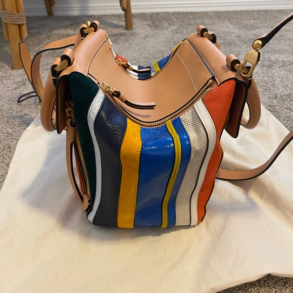 Tory Burch Half Moon Balloon Striped Satchel - Picture 8 of 14